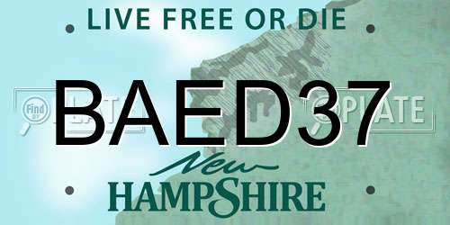 BAED37 New Hampshire License Plate