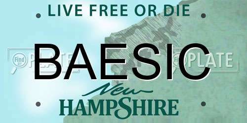 BAESIC New Hampshire License Plate
