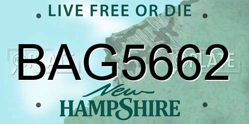 BAG5662 New Hampshire License Plate