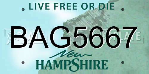 BAG5667 New Hampshire License Plate