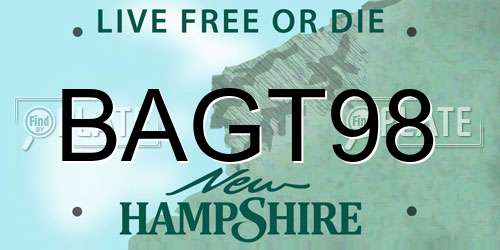 BAGT98 New Hampshire License Plate