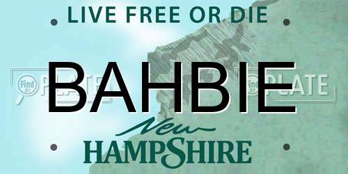 BAHBIE New Hampshire License Plate