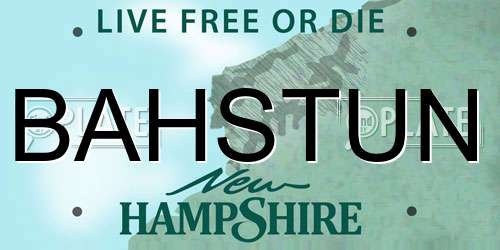 BAHSTUN New Hampshire License Plate