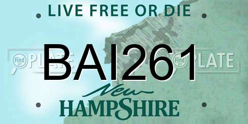 BAI261 New Hampshire License Plate