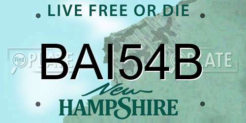 BAI54B New Hampshire License Plate