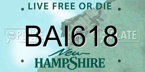 BAI618 New Hampshire License Plate