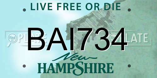 BAI734 New Hampshire License Plate