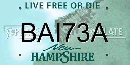 BAI73A New Hampshire License Plate