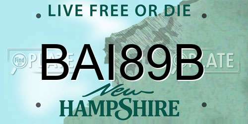 BAI89B New Hampshire License Plate