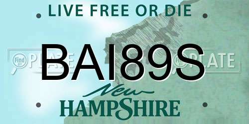 BAI89S New Hampshire License Plate