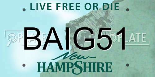 BAIG51 New Hampshire License Plate