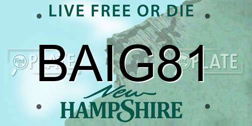 BAIG81 New Hampshire License Plate