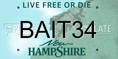 BAIT34 New Hampshire License Plate