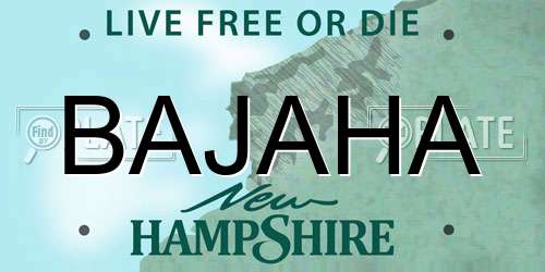 BAJAHA New Hampshire License Plate