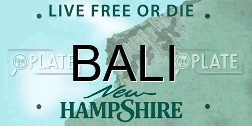 BALI New Hampshire License Plate