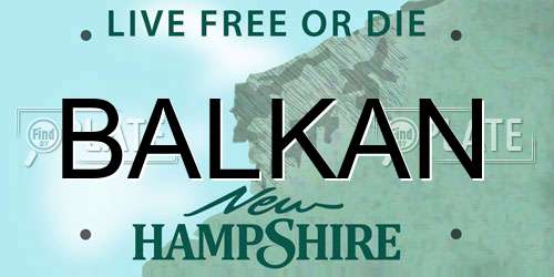 BALKAN New Hampshire License Plate