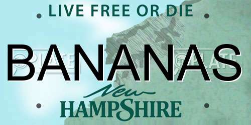 BANANAS New Hampshire License Plate