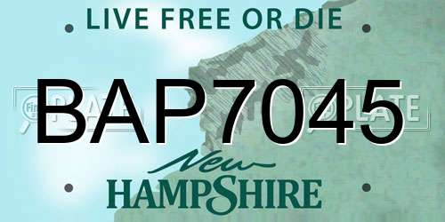 BAP7045 New Hampshire License Plate