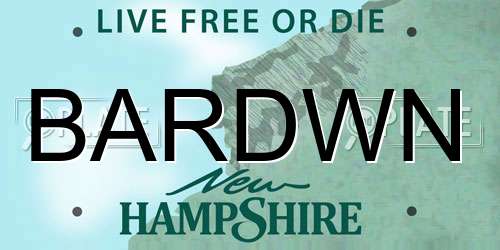 BARDWN New Hampshire License Plate