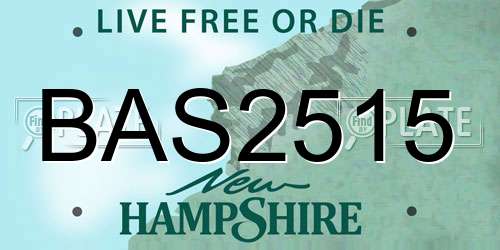 BAS2515 New Hampshire License Plate