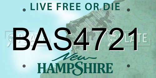 BAS4721 New Hampshire License Plate