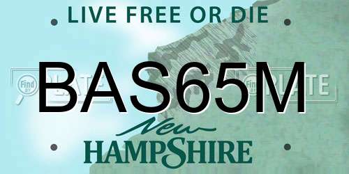BAS65M New Hampshire License Plate