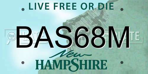 BAS68M New Hampshire License Plate