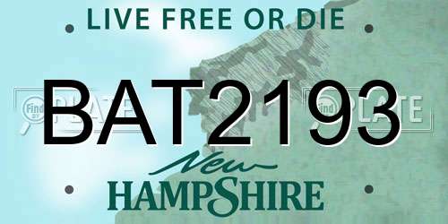 BAT2193 New Hampshire License Plate