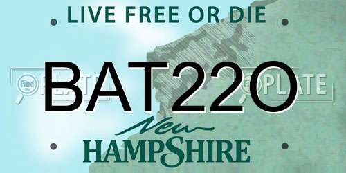 BAT22O New Hampshire License Plate