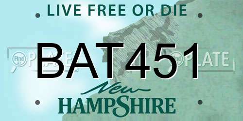 BAT451 New Hampshire License Plate