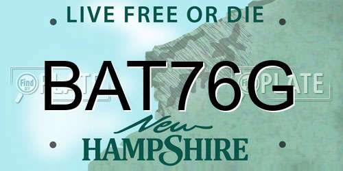 BAT76G New Hampshire License Plate