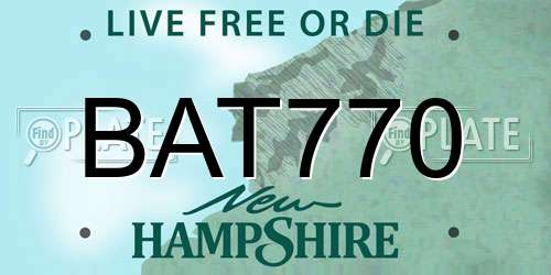 BAT770 New Hampshire License Plate