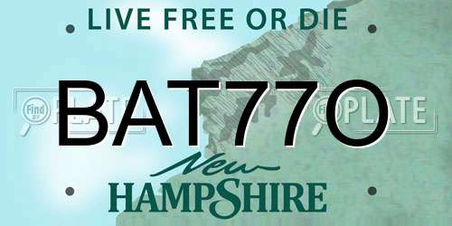 BAT77O New Hampshire License Plate