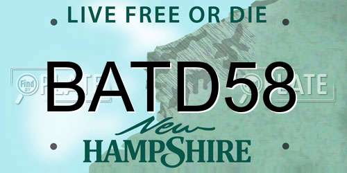 BATD58 New Hampshire License Plate