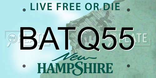 BATQ55 New Hampshire License Plate