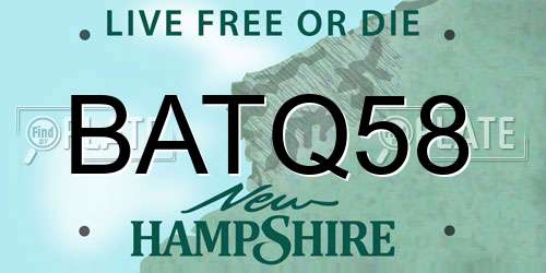BATQ58 New Hampshire License Plate
