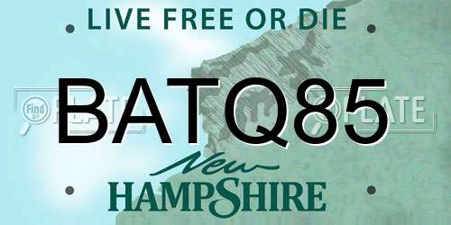BATQ85 New Hampshire License Plate