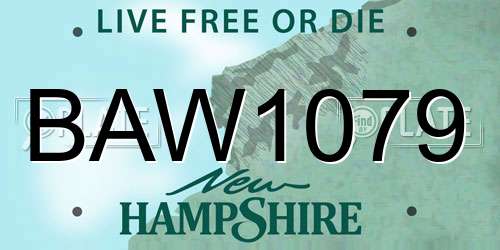 BAW1079 New Hampshire License Plate