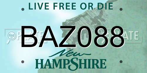 BAZ088 New Hampshire License Plate