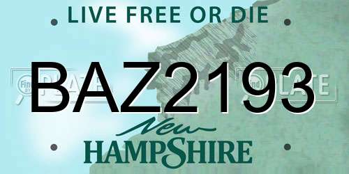 BAZ2193 New Hampshire License Plate