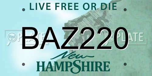 BAZ220 New Hampshire License Plate