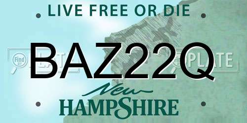 BAZ22Q New Hampshire License Plate