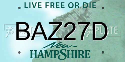 BAZ27D New Hampshire License Plate