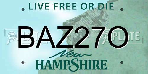 BAZ27O New Hampshire License Plate