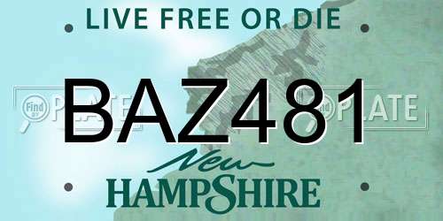 BAZ481 New Hampshire License Plate