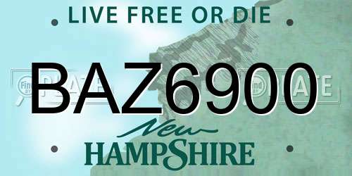 BAZ6900 New Hampshire License Plate