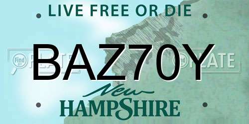 BAZ70Y New Hampshire License Plate