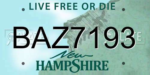 BAZ7193 New Hampshire License Plate