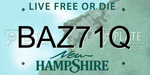 BAZ71Q New Hampshire License Plate