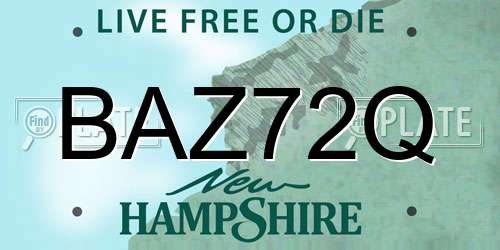 BAZ72Q New Hampshire License Plate